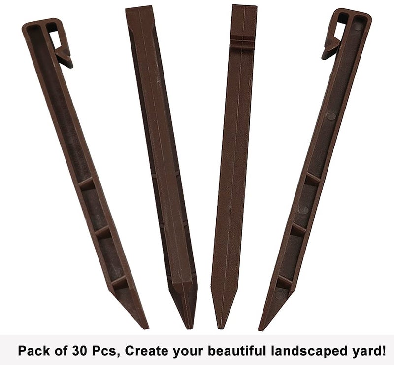 Inslat 30 PCS Brown Landscape Edging Garden Stakes  10 Inch Landscaping Anchoring Spikes Heavy Duty Plastic Garden Netting Ground Stakes Brown for Edging & Terrace Board - Image 4